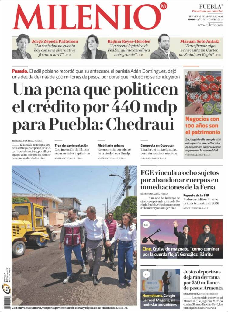 Portada de Milenio de Puebla (M&eacute;xico)
