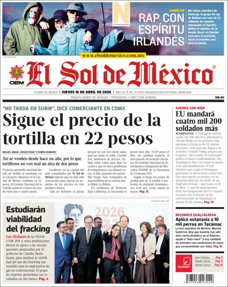 Portada de El Sol de México (M&eacute;xico)