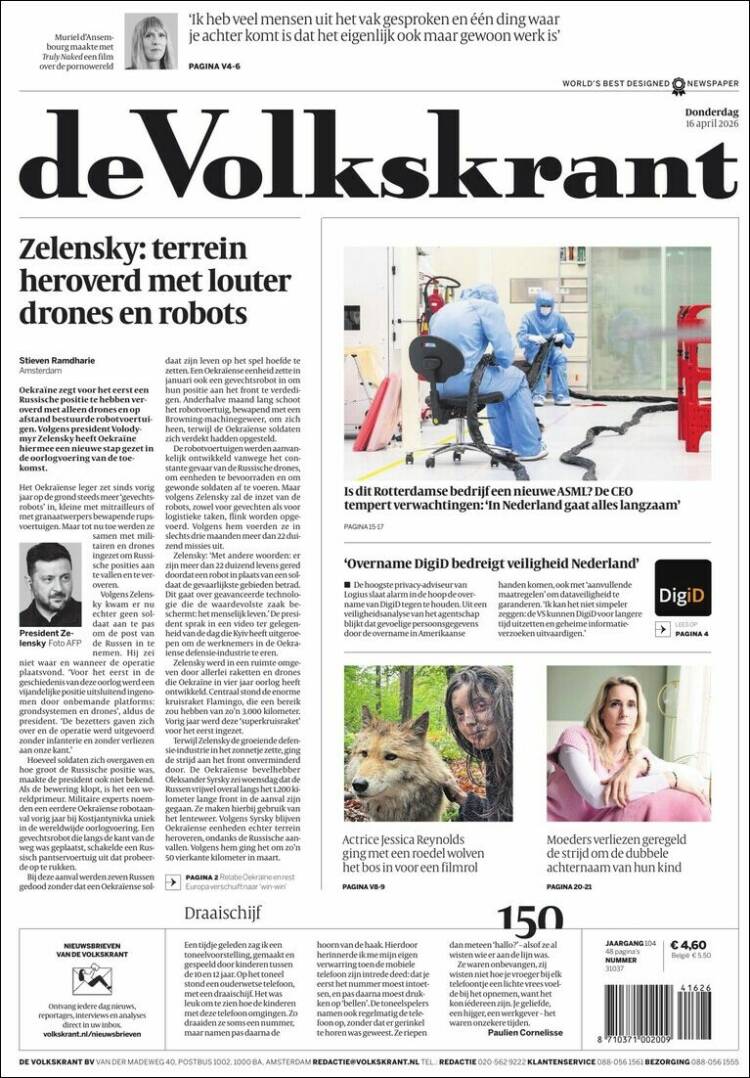 Portada de De Volkskrant (Netherlands)