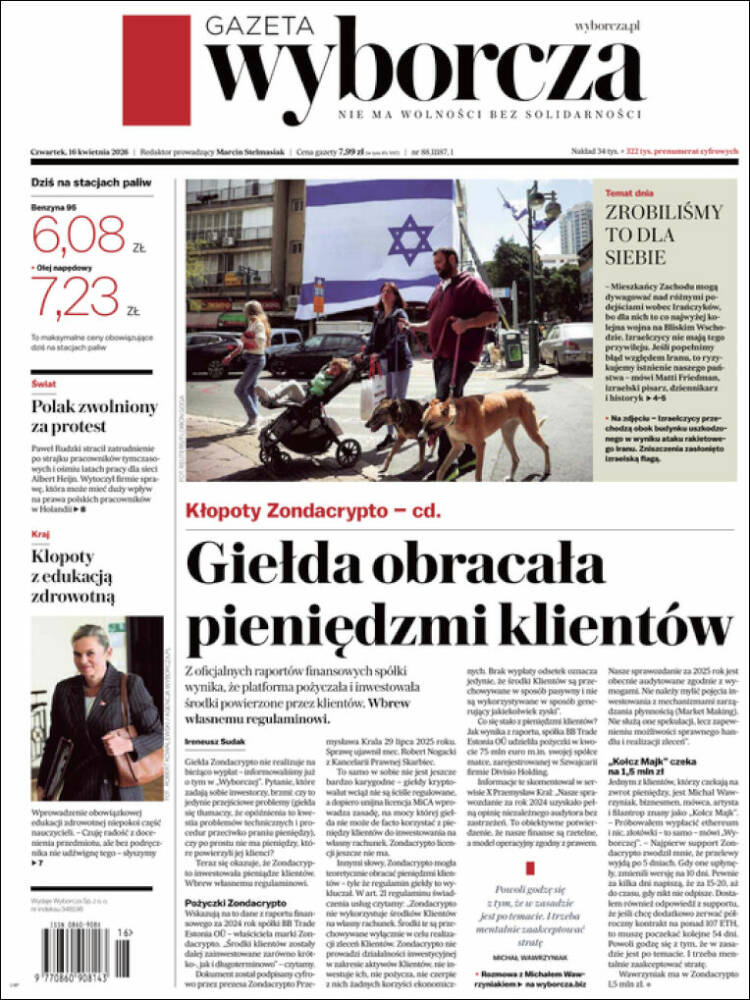 Portada de Gazeta Wyborcza (Polonia)