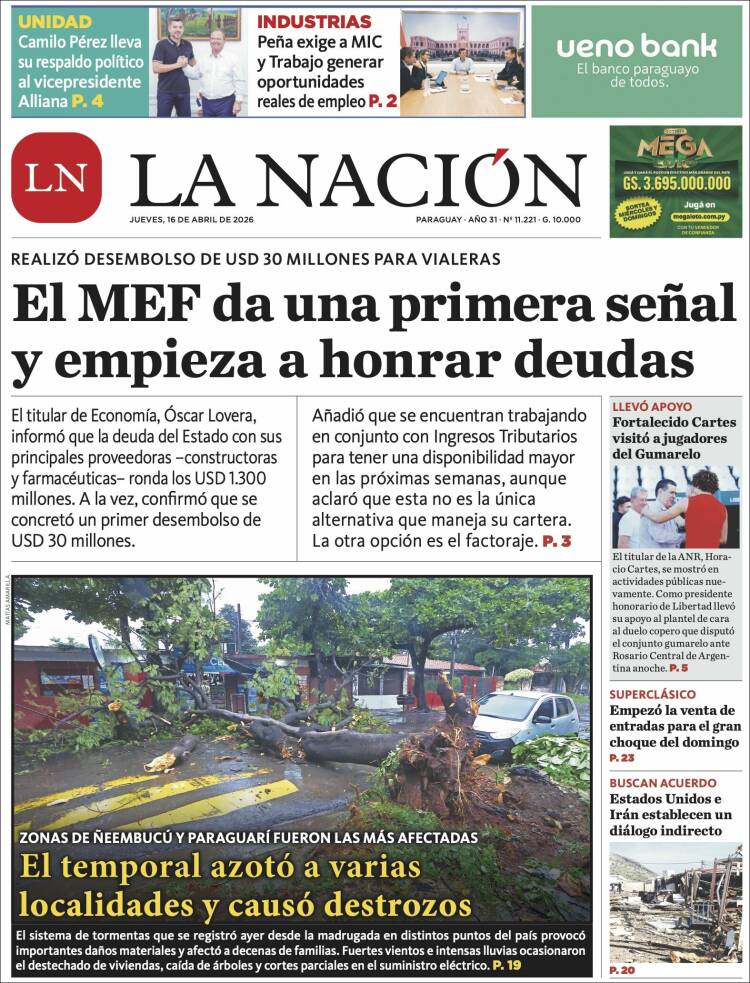 Portada de La Nación (Paraguay)