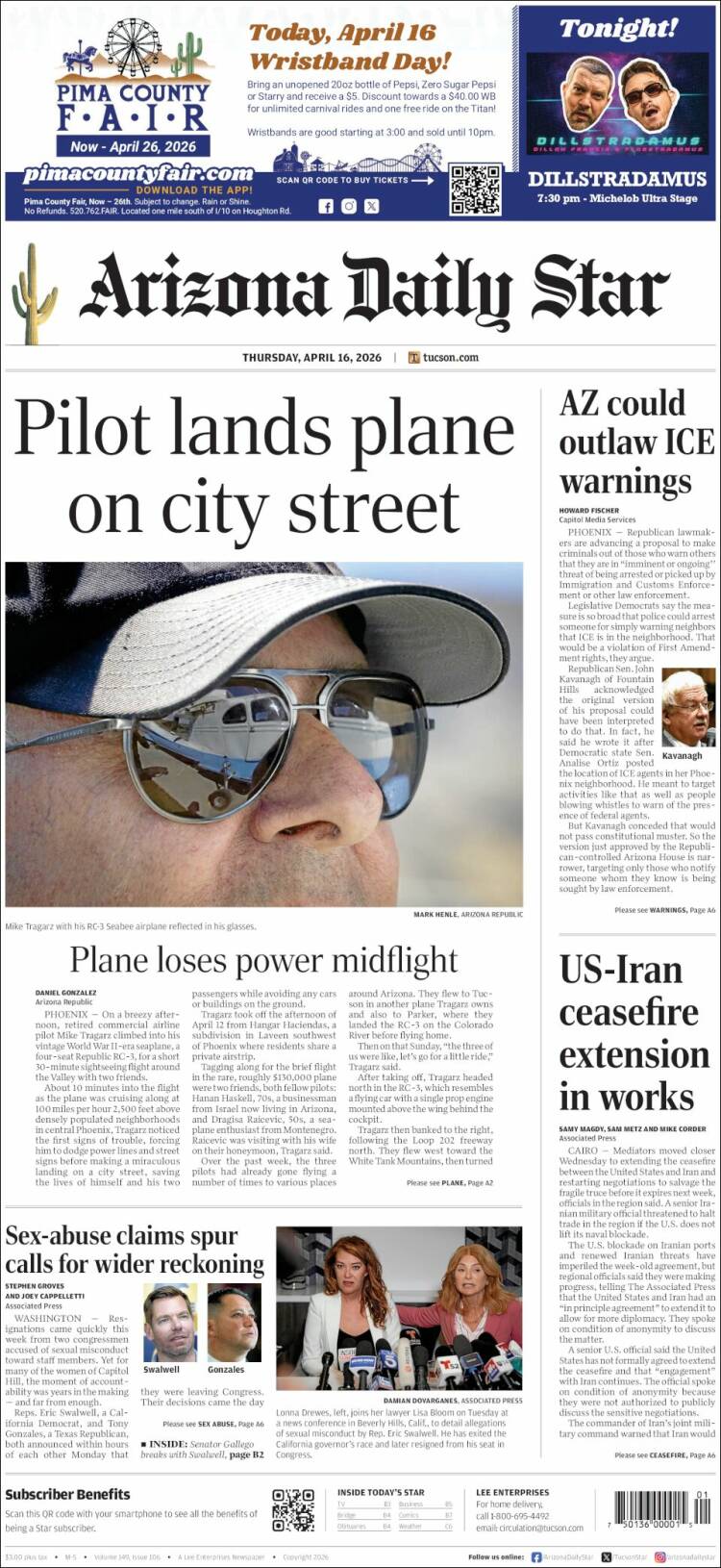 Portada de Arizona Daily Star (USA)