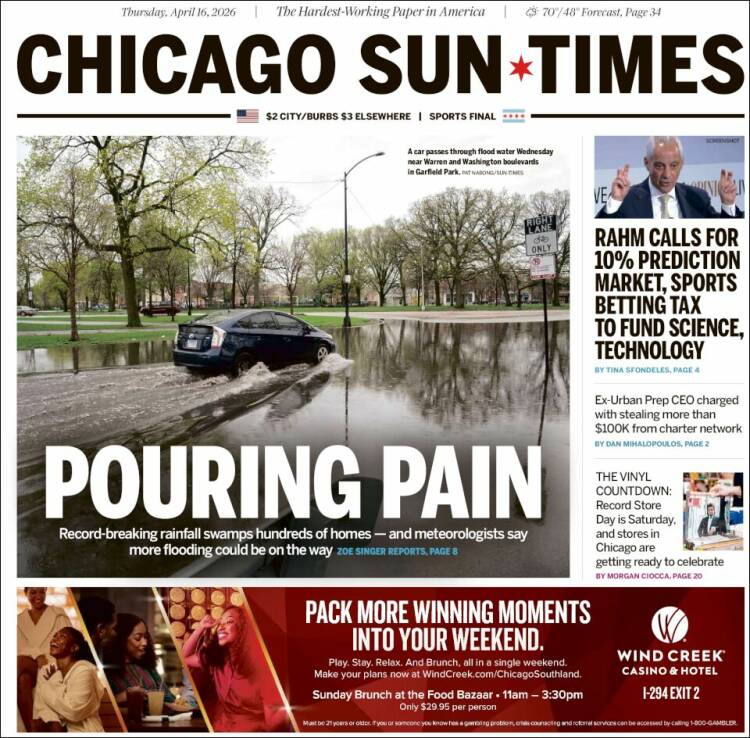 Portada de Chicago Sun-Times (USA)