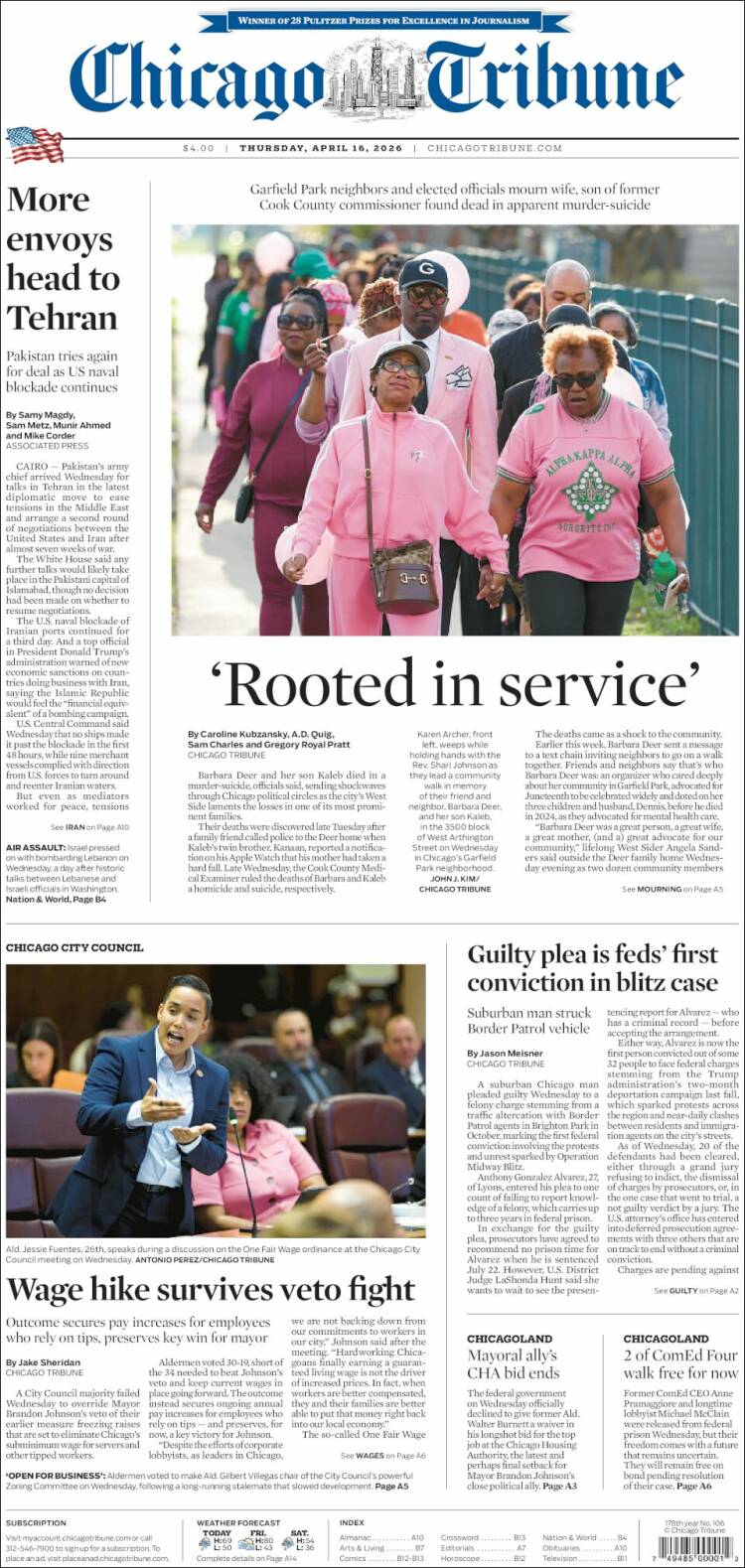 Portada de Chicago Tribune (USA)