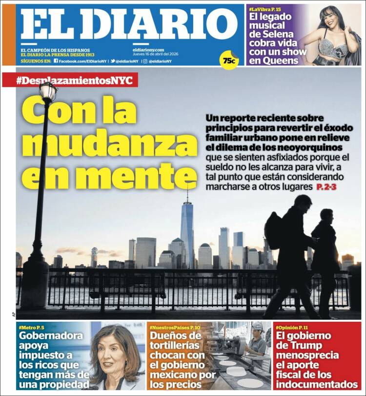 Portada de El Diario NY (USA)