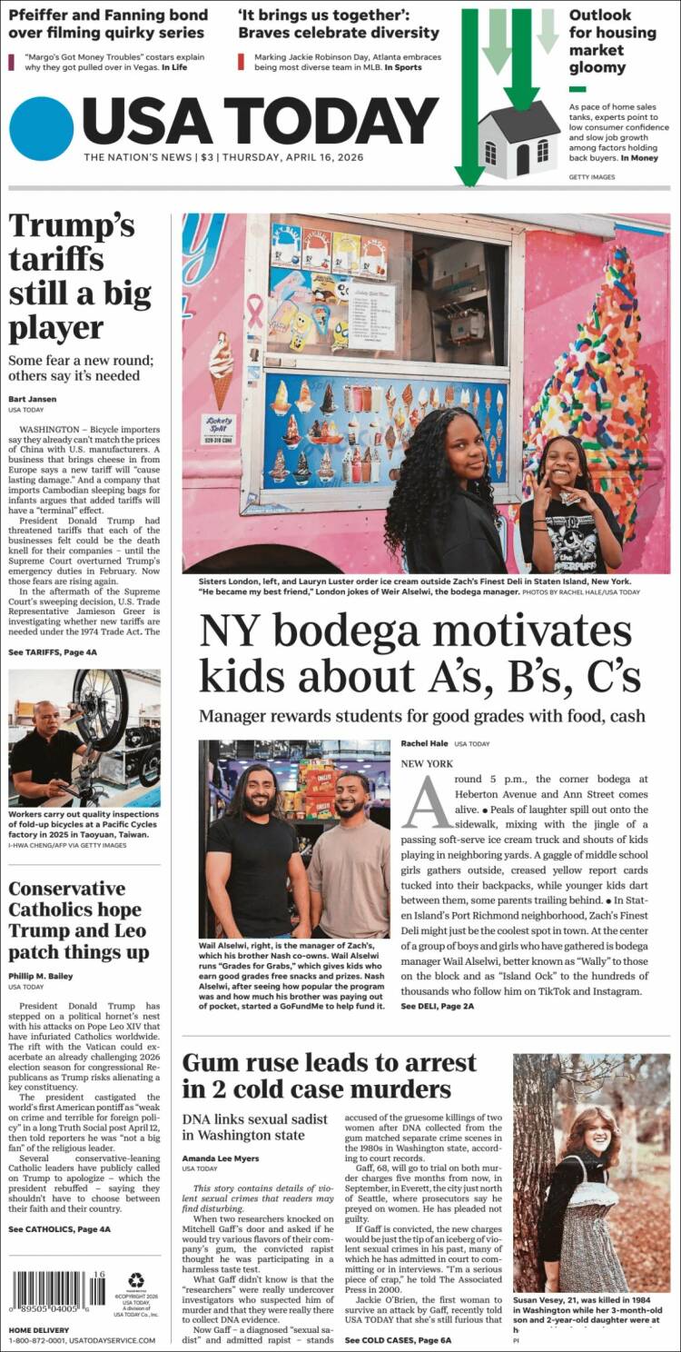 Portada de USA Today (USA)