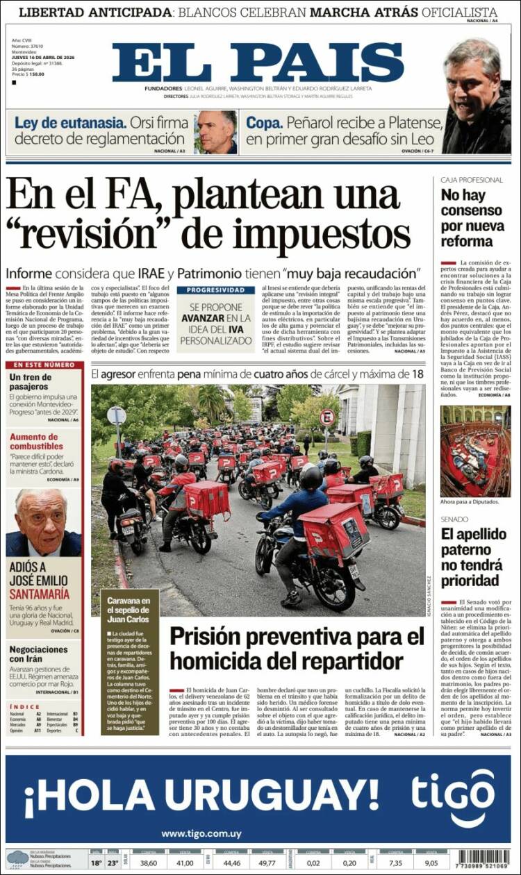 Portada de El País (Uruguay)