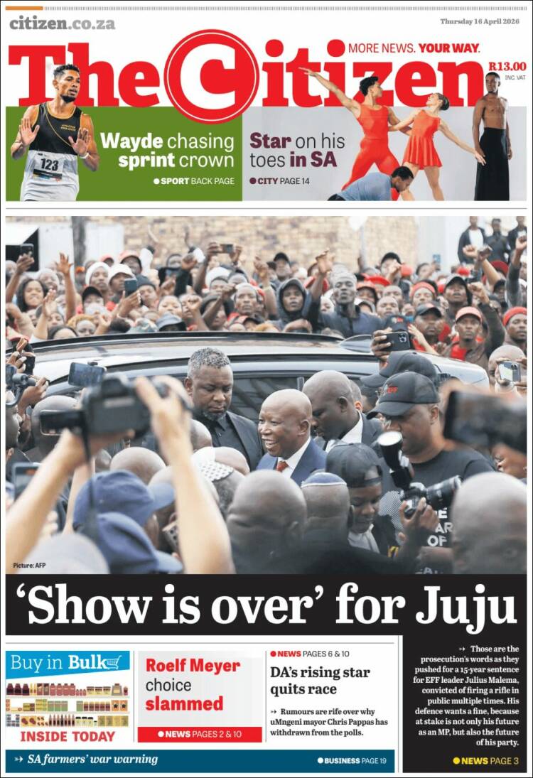 Portada de The Citizen (Sud&aacute;frica)