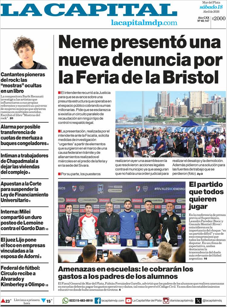 Portada de Diario La Capital - Mar del Plata (Argentina)