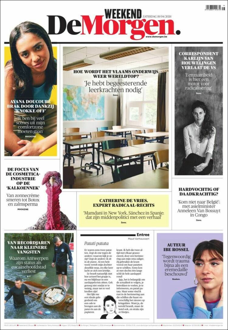 Portada de De Morgen (B&eacute;lgica)