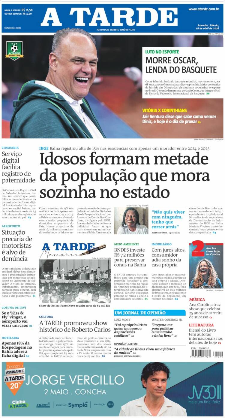 Portada de Diário A Tarde (Brasil)