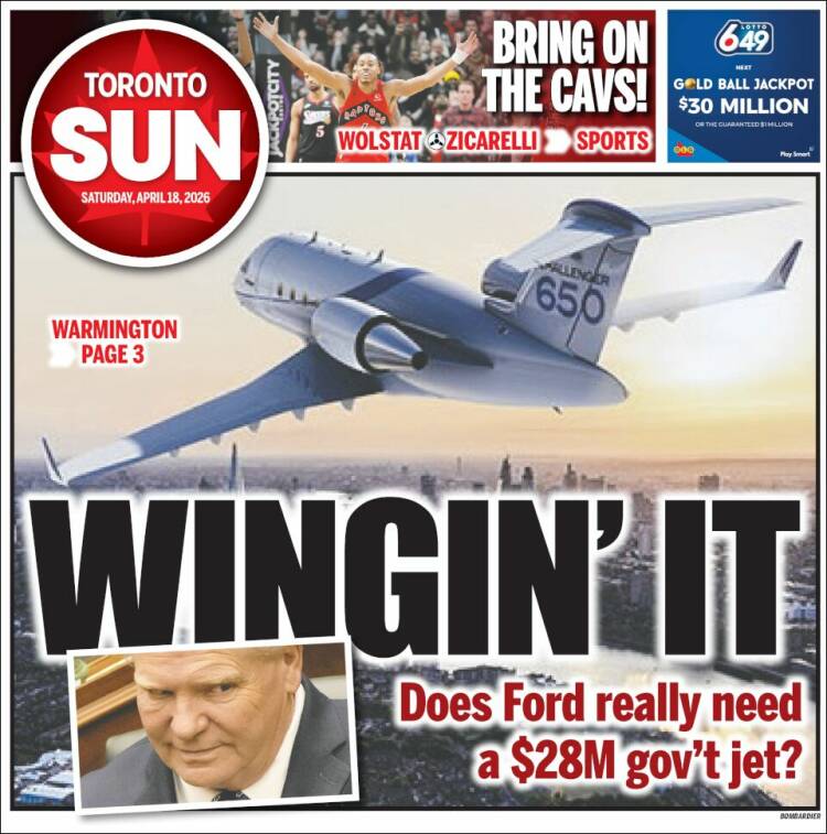 Portada de The Toronto Sun (Canad&aacute;)