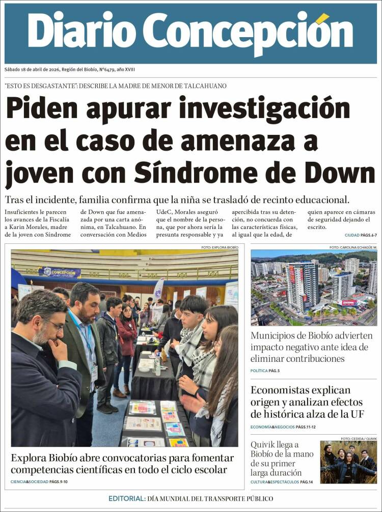 Portada de Diario de Concepción (Chile)