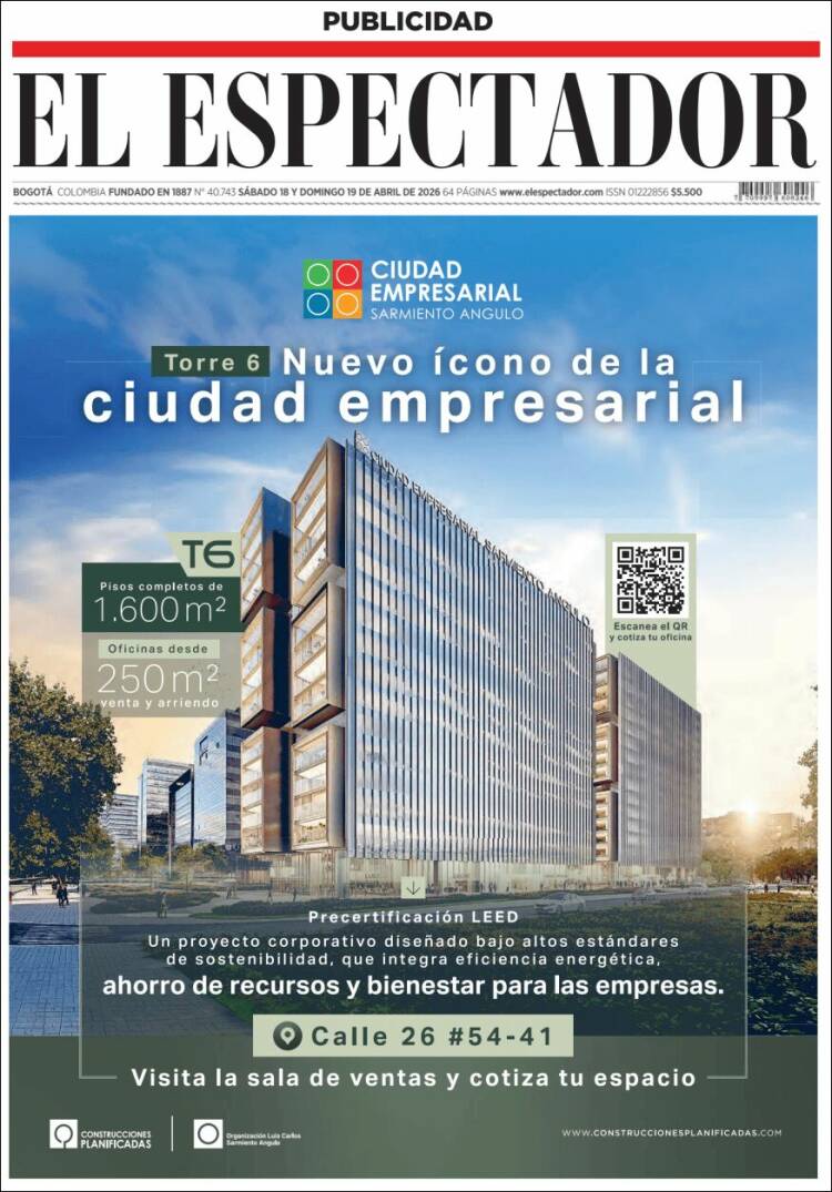 Portada de El Espectador (Colombia)