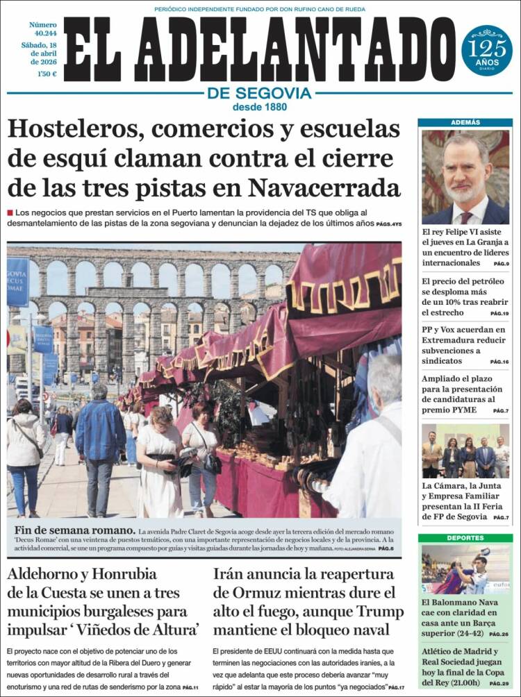 Portada de El Adelantado de Segovia (Espa&ntilde;a)