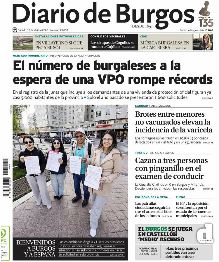 Portada de Diario de Burgos (Espa&ntilde;a)