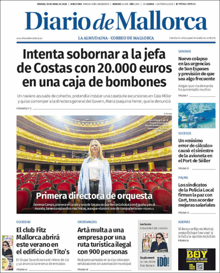 Portada de Diario de Mallorca (Espa&ntilde;a)
