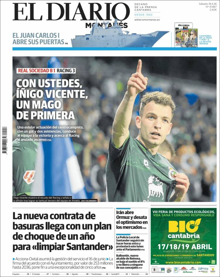 Portada de El Diario Montañés (Espa&ntilde;a)