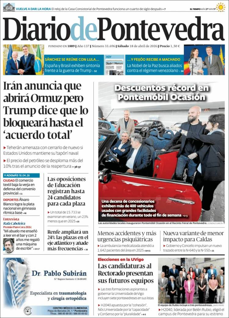 Portada de Diario de Pontevedra (Espa&ntilde;a)