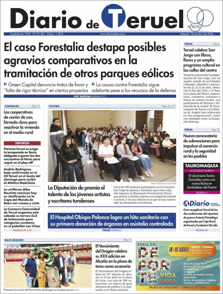 Portada de Diario de Teruel (Espa&ntilde;a)