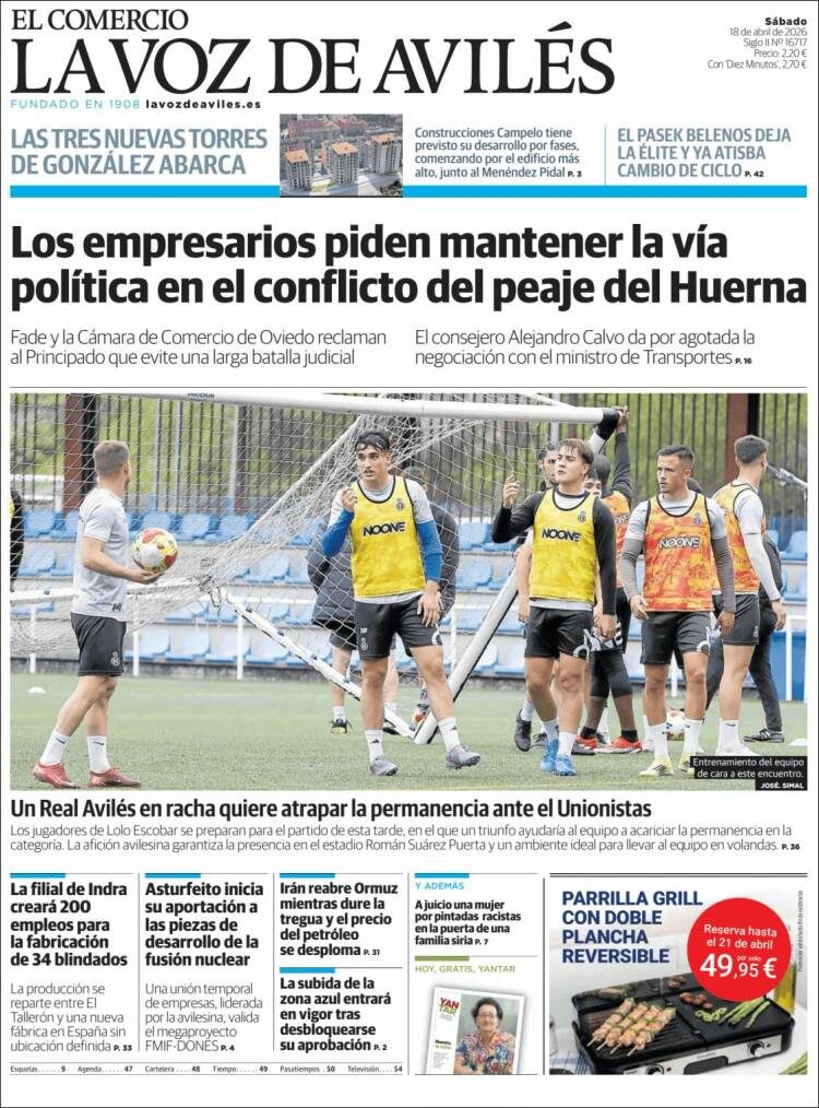 Portada de El Comercio - Avilés (Espa&ntilde;a)