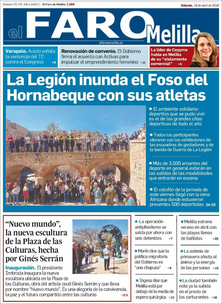 Portada de El Faro de Melilla (Espa&ntilde;a)