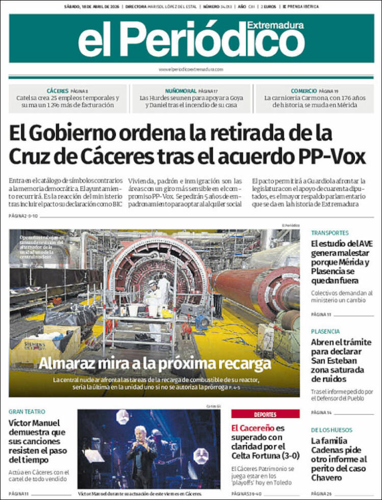 Portada de El Periódico de Extremadura (Espa&ntilde;a)