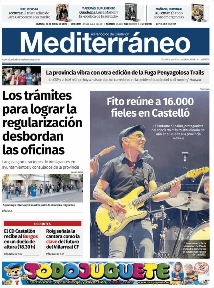 Portada de El Periódico Mediterraneo (Espa&ntilde;a)