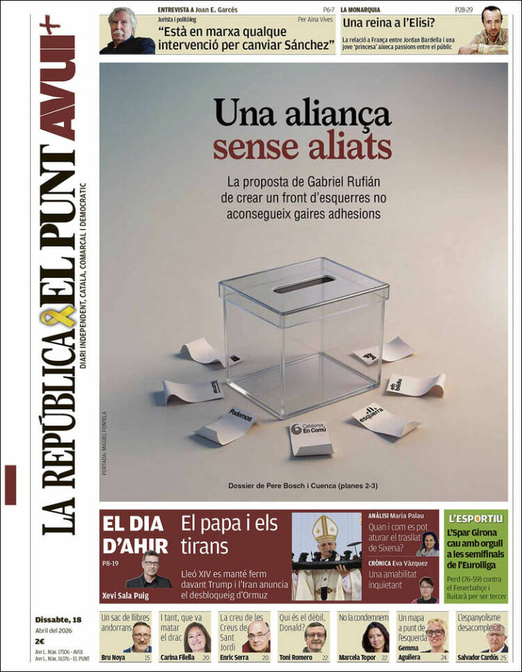 Portada de El Punt Avui (Espa&ntilde;a)