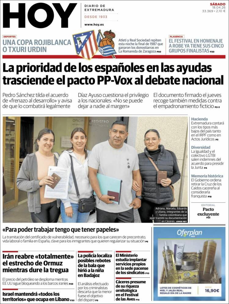 Portada de Hoy - Caceres (Espa&ntilde;a)