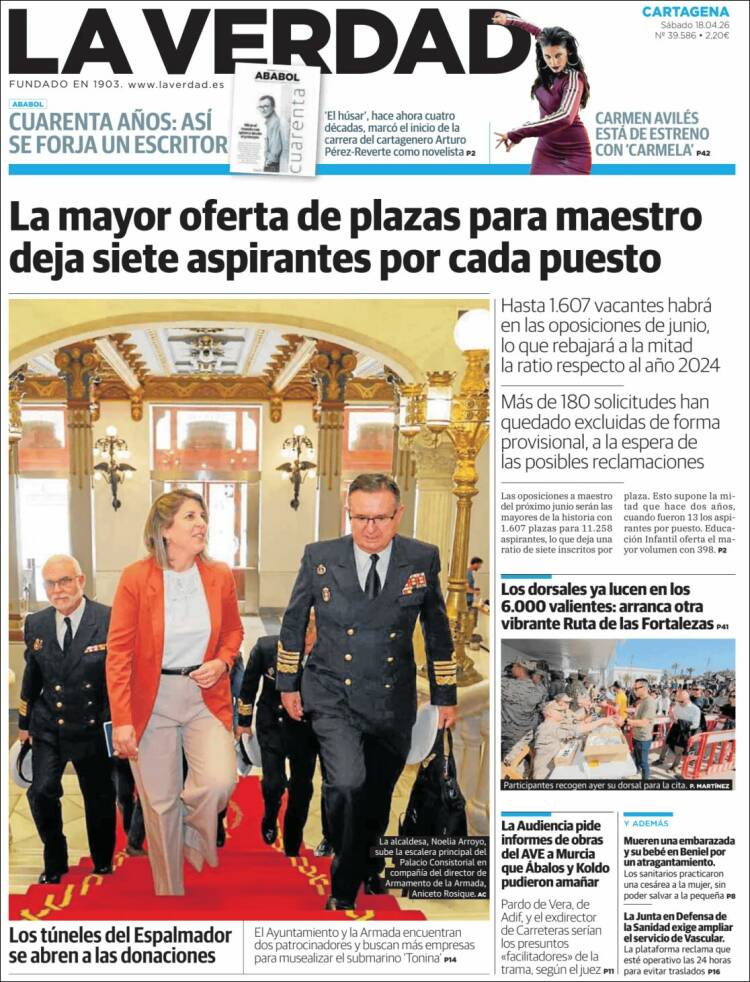 Portada de La Verdad de Cartagena (Espa&ntilde;a)