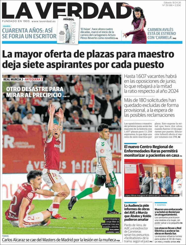 Portada de La Verdad de Murcia (Espa&ntilde;a)