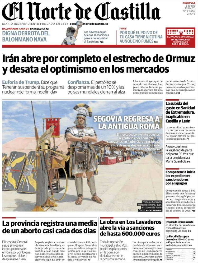 Portada de Norte de Castilla - Segovia (Espa&ntilde;a)