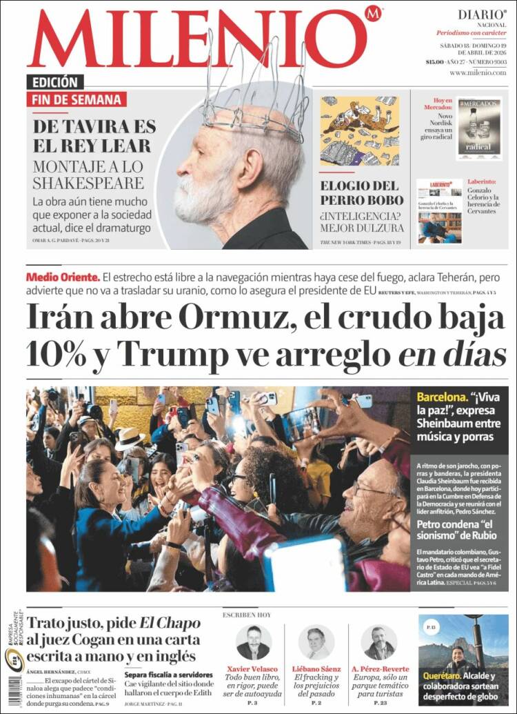 Portada de Milenio (M&eacute;xico)