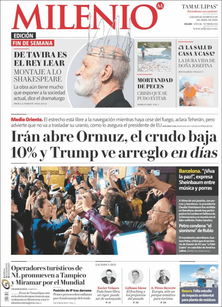 Portada de Milenio - Tamaulipas (M&eacute;xico)