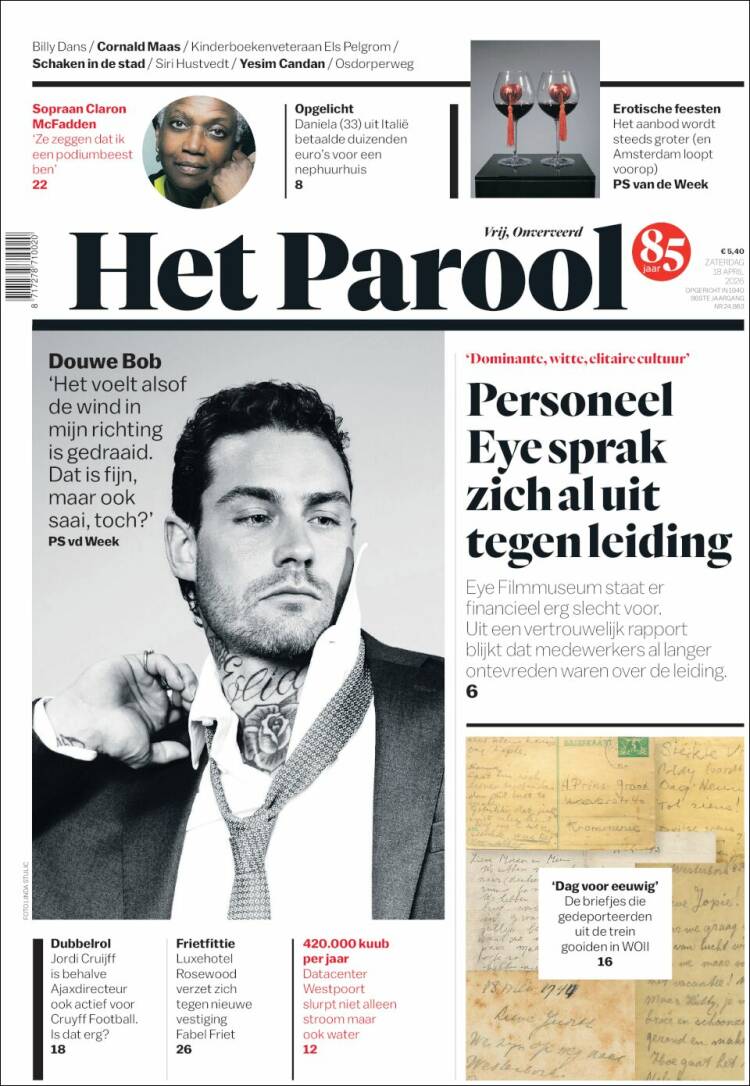Portada de Het Parool (Pa&iacute;ses Bajos)