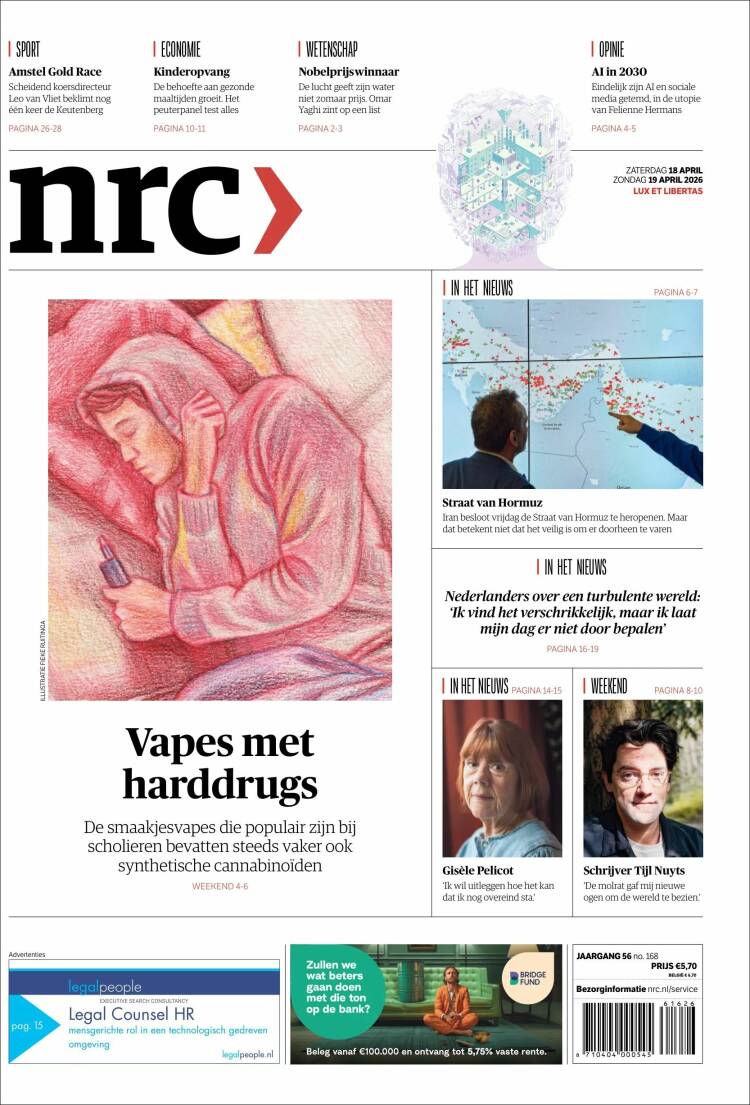 Portada de NRC Handelsblad (Pa&iacute;ses Bajos)