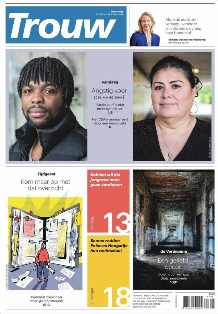 Portada de Trouw (Pa&iacute;ses Bajos)