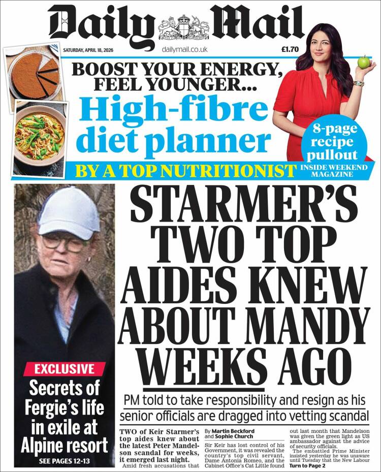 Portada de Daily Mail (Reino Unido)