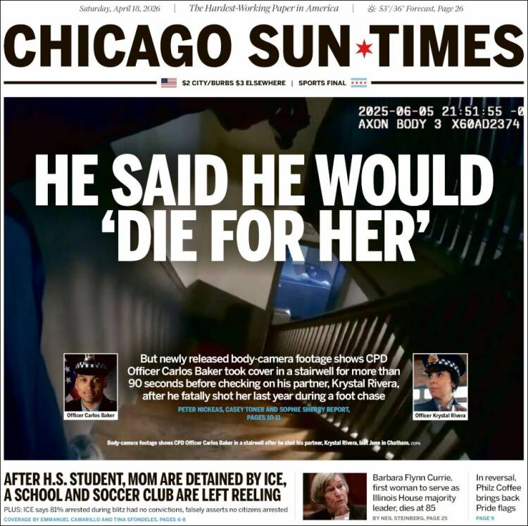 Portada de Chicago Sun-Times (USA)