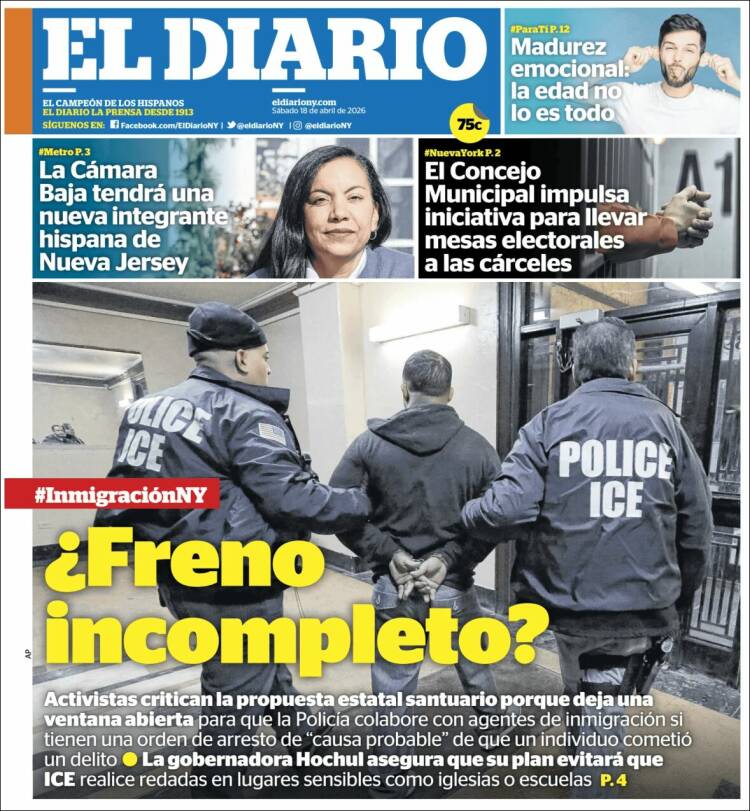 Portada de El Diario NY (USA)