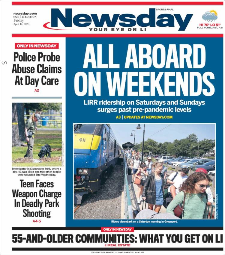 Portada de Newsday (USA)
