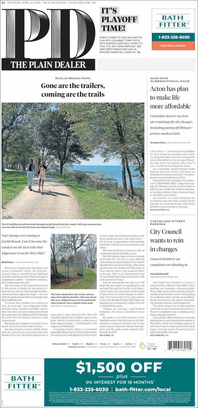 Portada de The Plain Dealer (USA)