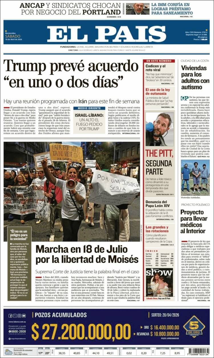 Portada de El País (Uruguay)