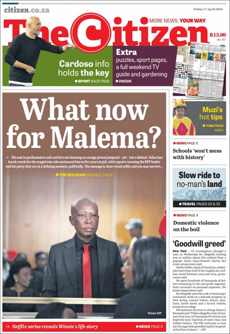 Portada de The Citizen (Sud&aacute;frica)