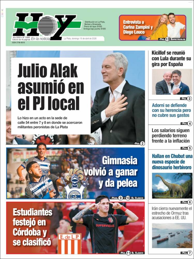 Portada de Diario Hoy (Argentina)