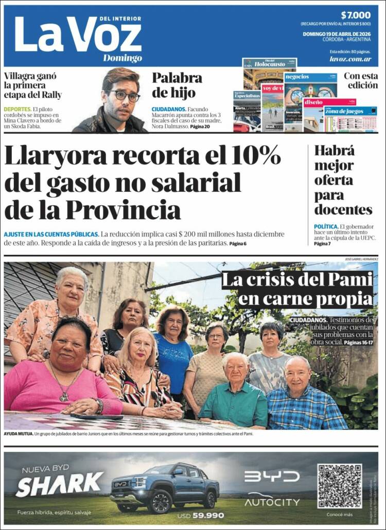 Portada de La Voz del Interior (Argentina)