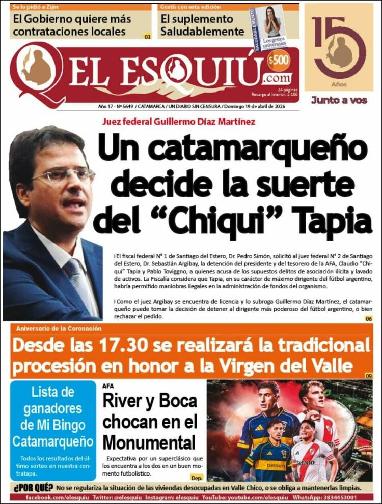 Portada de El Esquiu (Argentina)