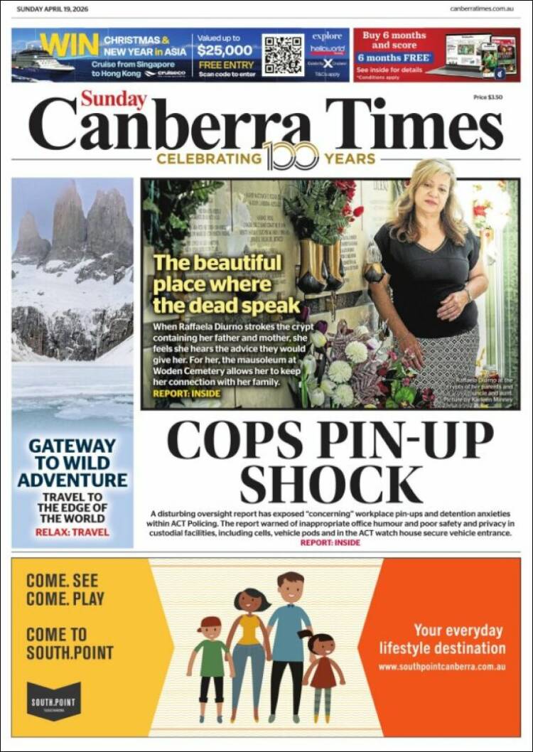 Portada de The Canberra Times (Australia)