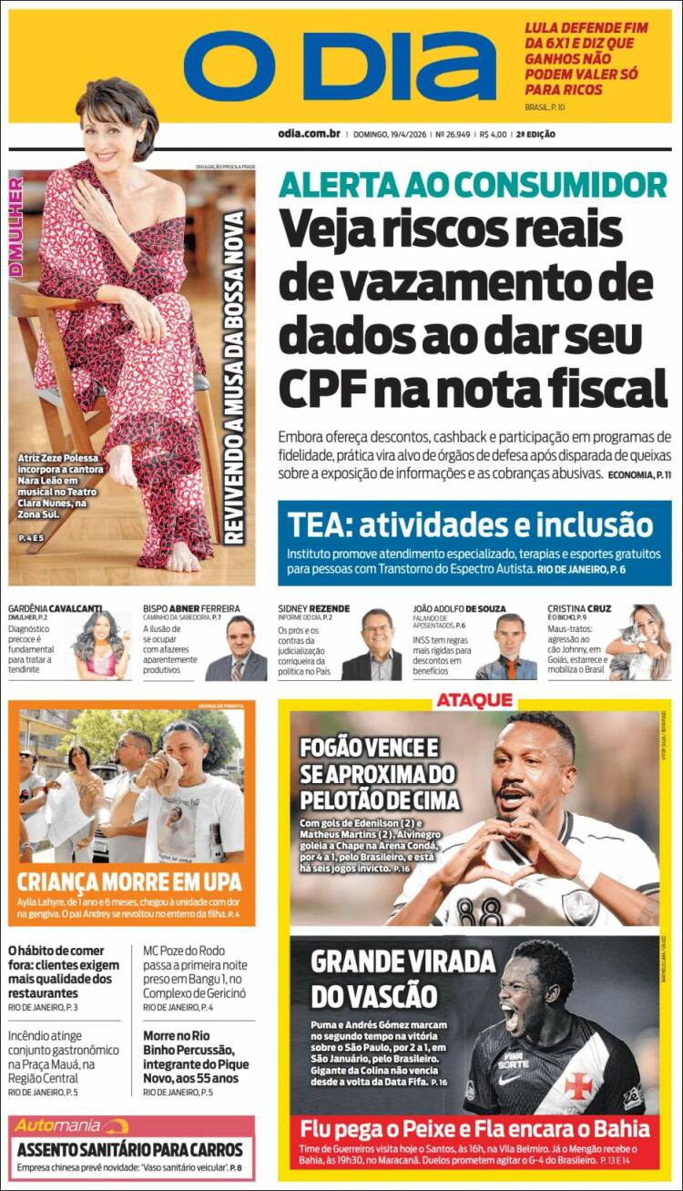 Portada de O Dia (Brasil)